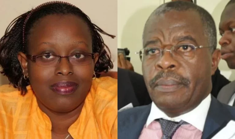 A photo combo of Ms. Samantha Mwesigye and Solicitor General Christopher Gashirabake