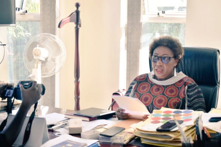 Mariam Wangadya, the Chairperson of Uganda Human Rights Commission Speaking at the Commission's offices on Thursday, 19th January, 2023./ Photo: UHRC/Twitter