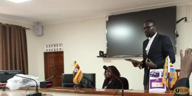 Justice Anthony Wabwire speaking during the pre-session meeting at Lira High Court./ URN photo